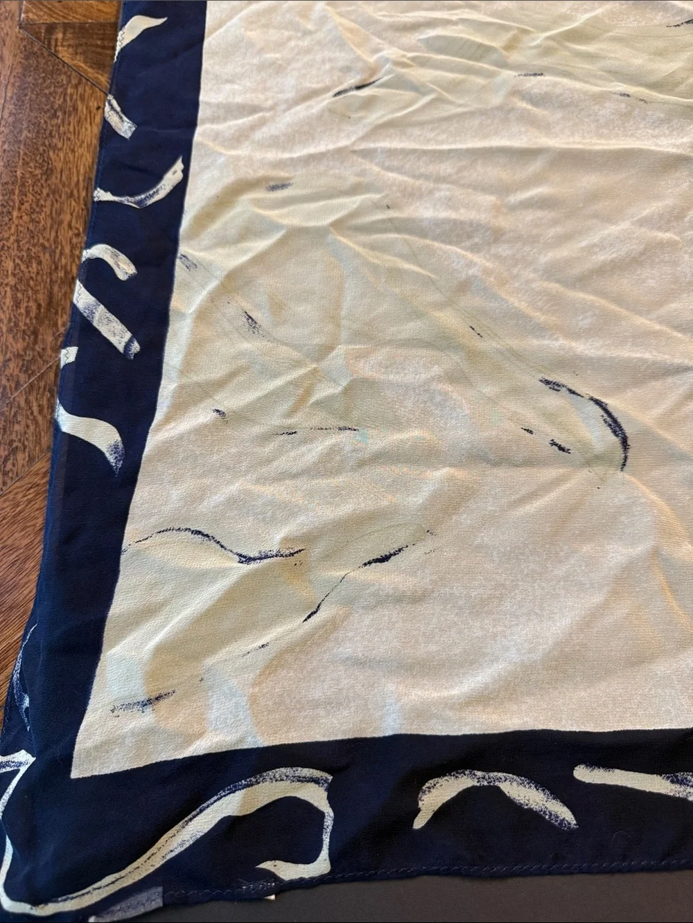 Episode light greenish yellow Square Scarf with dark Navy Border